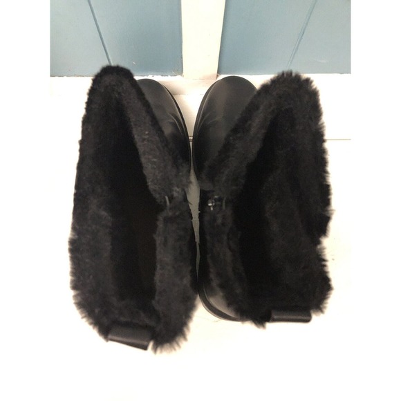 Torrid Black Faux Leather Fur Trim Lug Sole Moto Bootie (WW) 10.5 Wide Width - Picture 4 of 8